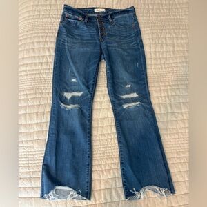 Madewell Blue Distressed Bootcut Jeans (button fly)